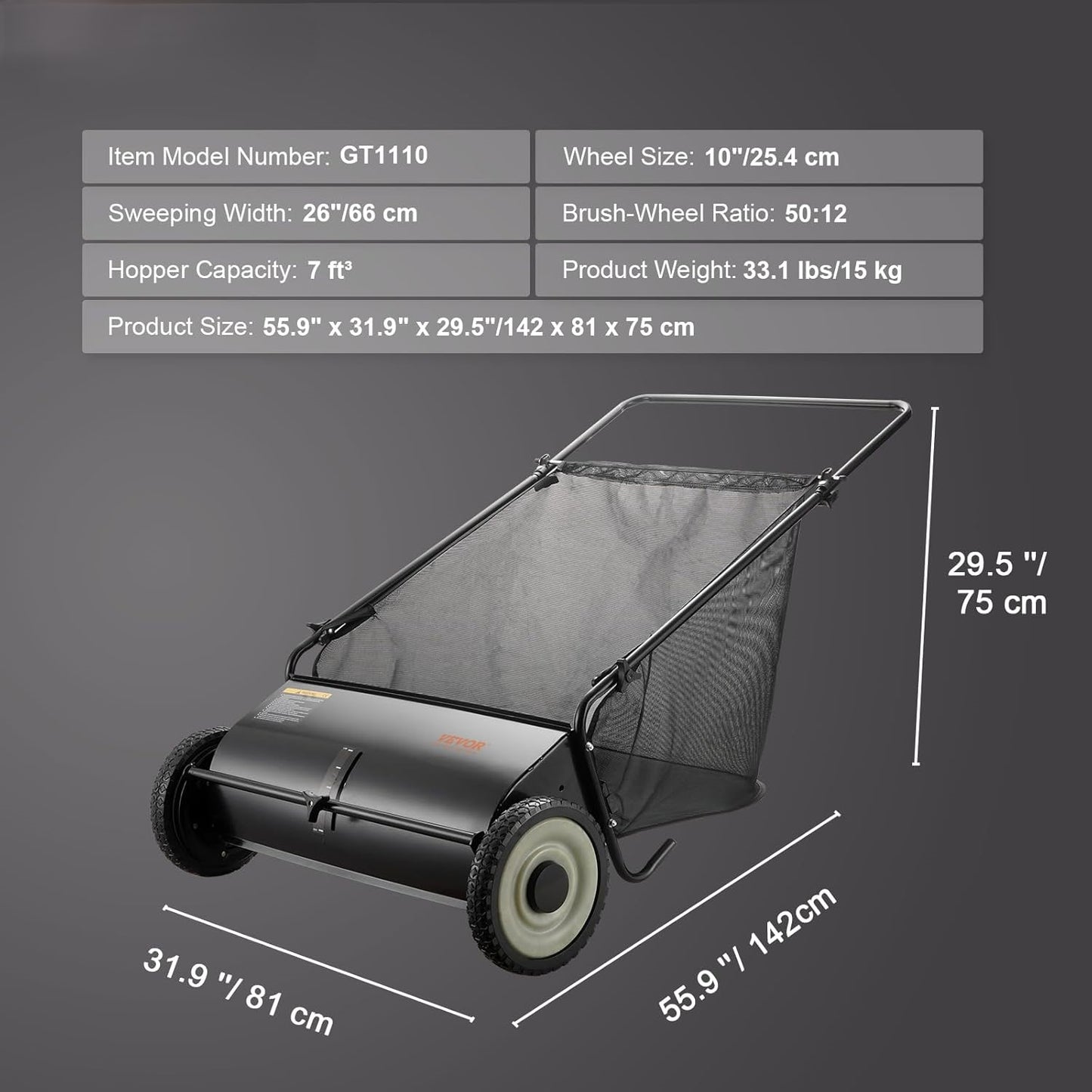 High Capacity Manual Garden Sweeper