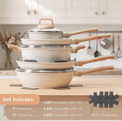 EleganceChef Pro-Set: 5 Pans + 4 Protectors