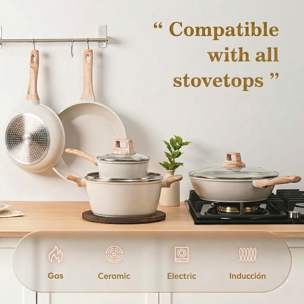 EleganceChef Pro-Set: 5 Pans + 4 Protectors