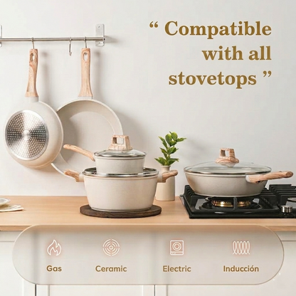 EleganceChef Pro-Set: 5 Pans + 4 Protectors