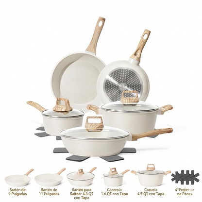 EleganceChef Pro-Set: 5 Pans + 4 Protectors
